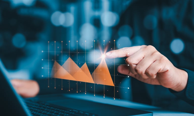 Business graph showing company profits growth and return on investment increase