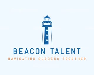 Beacon Talent company logo featuring a blue lighthouse with the tagline Navigating Success Together